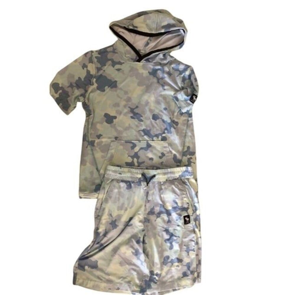 Abercrombie Active Boys Camo Hoodie & Shorts Set Size 11/12